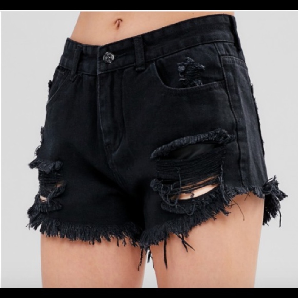 ZAFUL Distressed Black Jean Shorts
